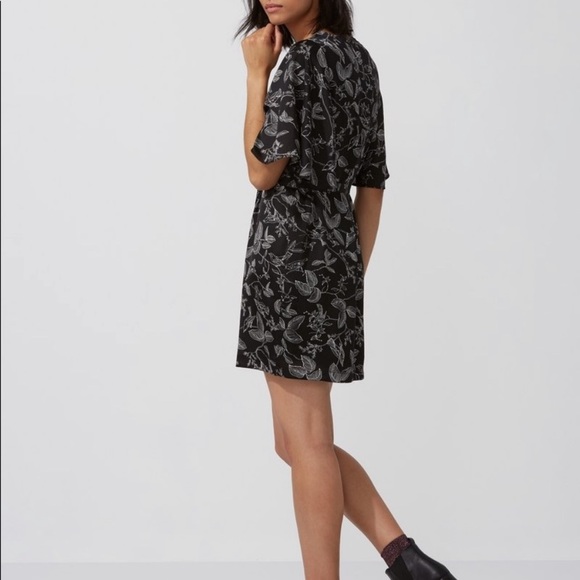 Frank and Oak M bird print dress flutter sleeve - Picture 3 of 5